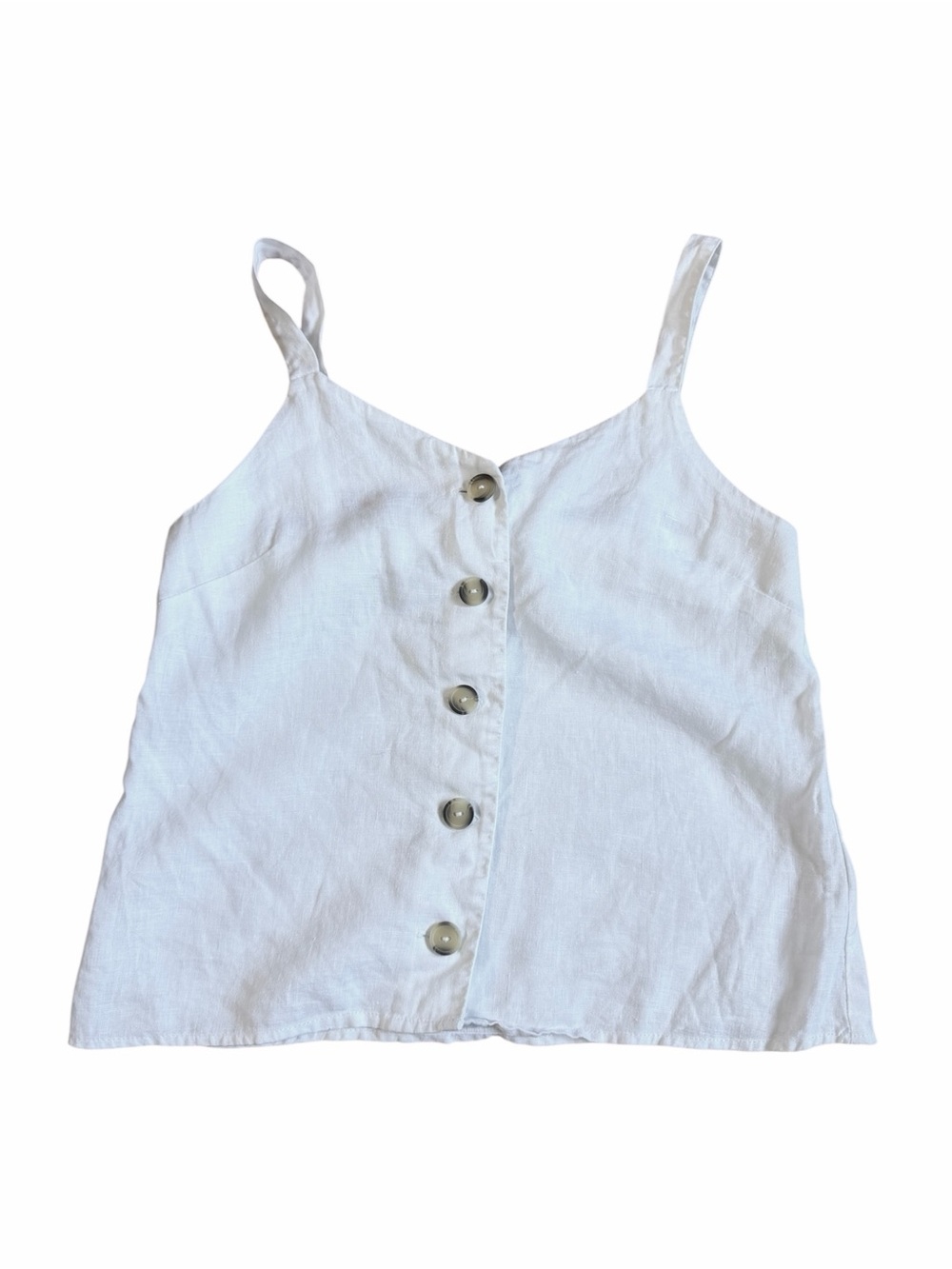 Poetry White Linen Button-Front Cami Top 6